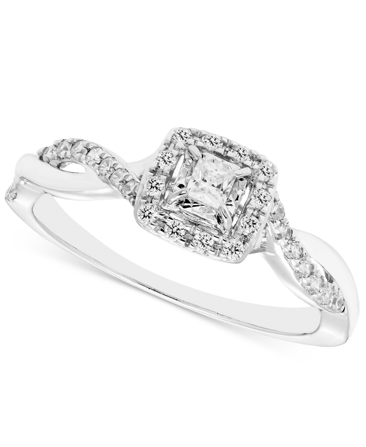 Macy's Diamond Princess Twist-shank Engagement Ring (1/4 Ct. T.w.) In 14k White Gold