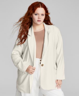 And Now This Trendy Plus Size Oversized Button Front Blazer Macy s