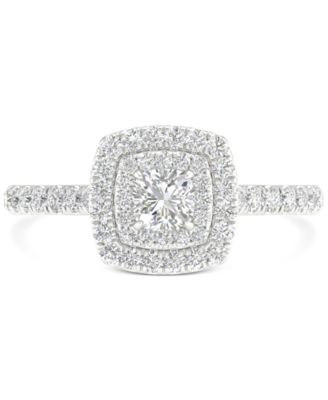 Diamond Cushion Double Halo Engagement Ring (3/4 ct. t.w.) in 14k White Gold