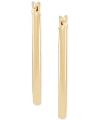 Polished Oval Tube Hoop Earrings in 10k Gold, 1 inch