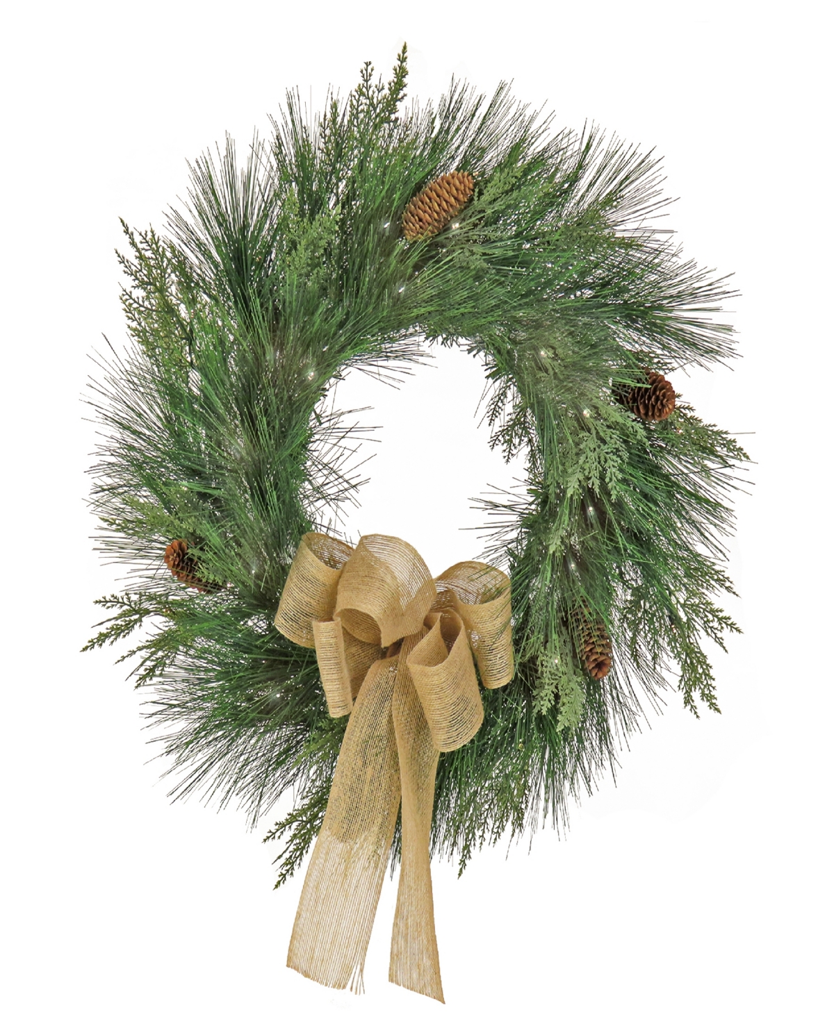 22" Hgtv Home Collection Pre-Lit Tie Cedar Wreath - Green