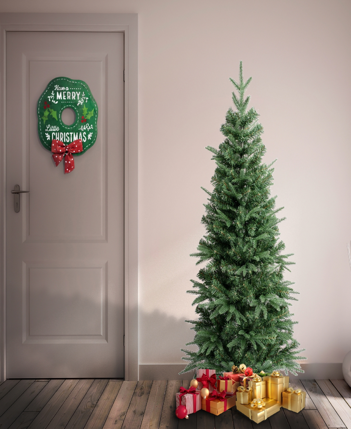 National Tree Company 4.5 ft.Feel-Real Duxbury LightSlim Mixed Hinged Tree - Green