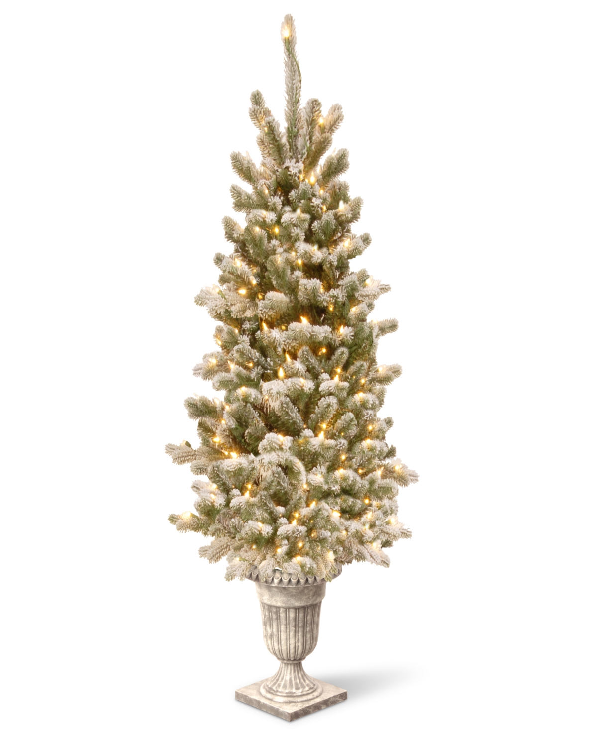 National Tree Company 4' Snowy Sheffield Spruce Entrance Tree With Twinkly Led Lights In Green