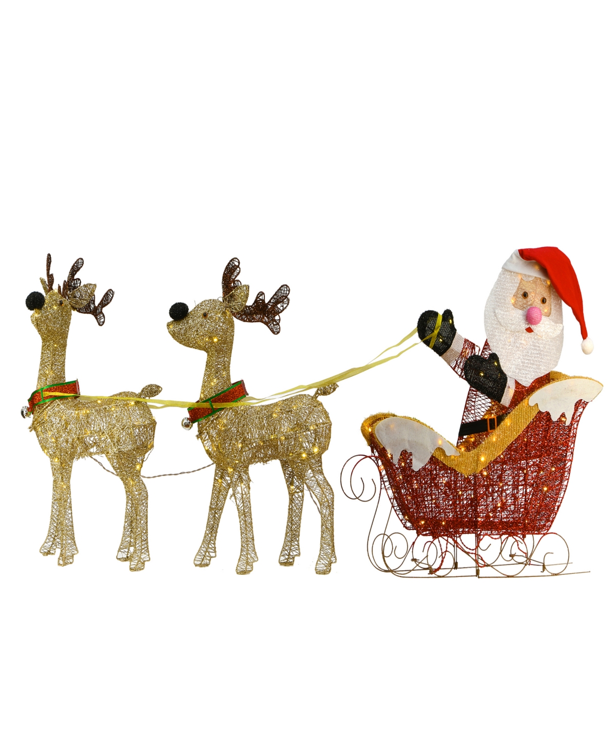National Tree Company Santa And Reindeer Assortment With Led Lights In Red