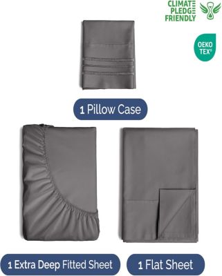 Extra Deep Pocket Microfiber 3 Piece Sheet Set, Twin Extra Long