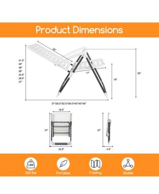 Patio PP Folding Chair Adjustable Reclining 7-Level All-Weather Portable Outdoor