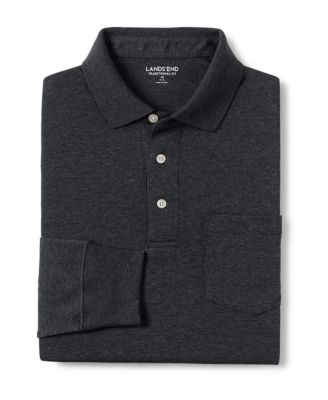 Men's Land's End Long Sleeve Cotton Supima Polo Shirt with Pocket