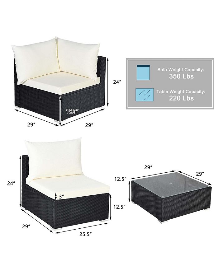 Costway 7PCS Patio Rattan Furniture Set Sectional Sofas Cushion Covers