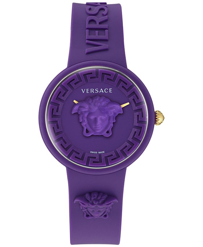 Versace Women's Swiss Medusa Pop Purple Silicone Strap Watch 39mm Set