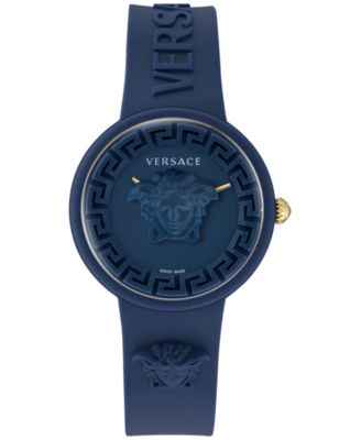 Women's Swiss Medusa Pop Blue Silicone Strap Watch 39mm Set