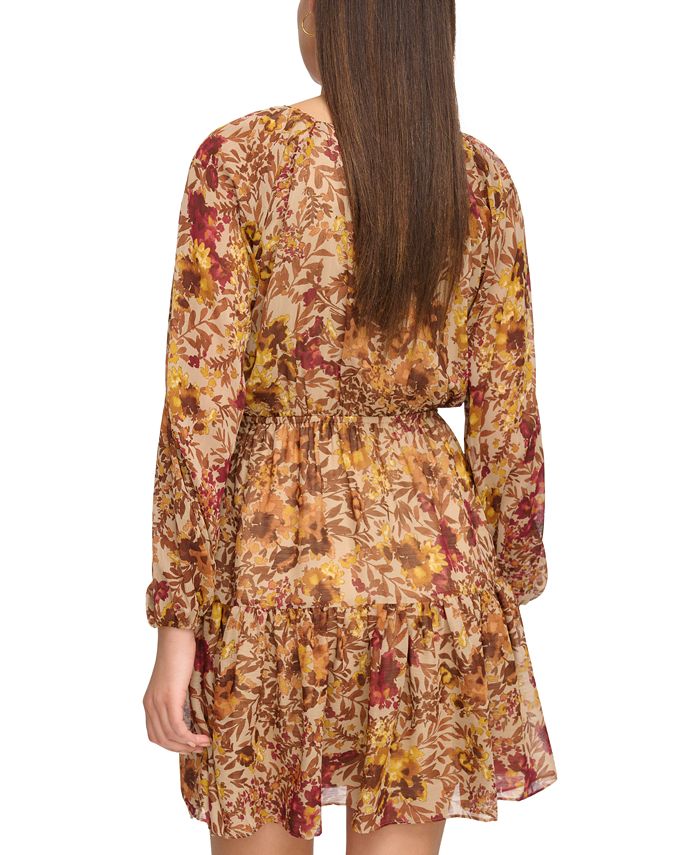 Garden Print Chiffon Maxi Dress in White