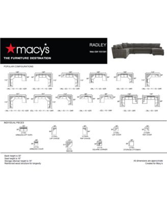Radley Fabric 6-Piece Chaise Sectional with Wedge, Created for Macy&#39;s
