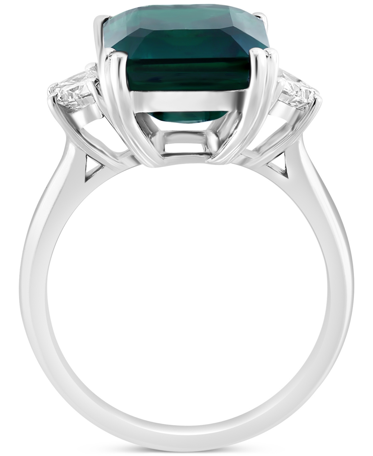 Effy Collection Effy Lab Grown Emerald (5-5/8 Ct. T.w.) & Lab Grown Diamond (1/2 Ct. T.w.) Ring In 14k White Gold In Silver