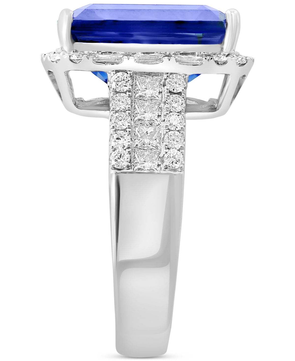 Effy Lab Grown Sapphire (7-5/8 ct. t.w.) & Lab Grown Diamond (1 ct. t.w.) Halo Statement Ring in 14k Gold - 14K White Gold
