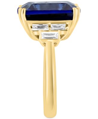 EFFY&reg; Lab Grown Sapphire (10 ct. t.w.) & Lab Grown Diamond (1/2 ct. t.w.) Statement Ring in 14k Gold