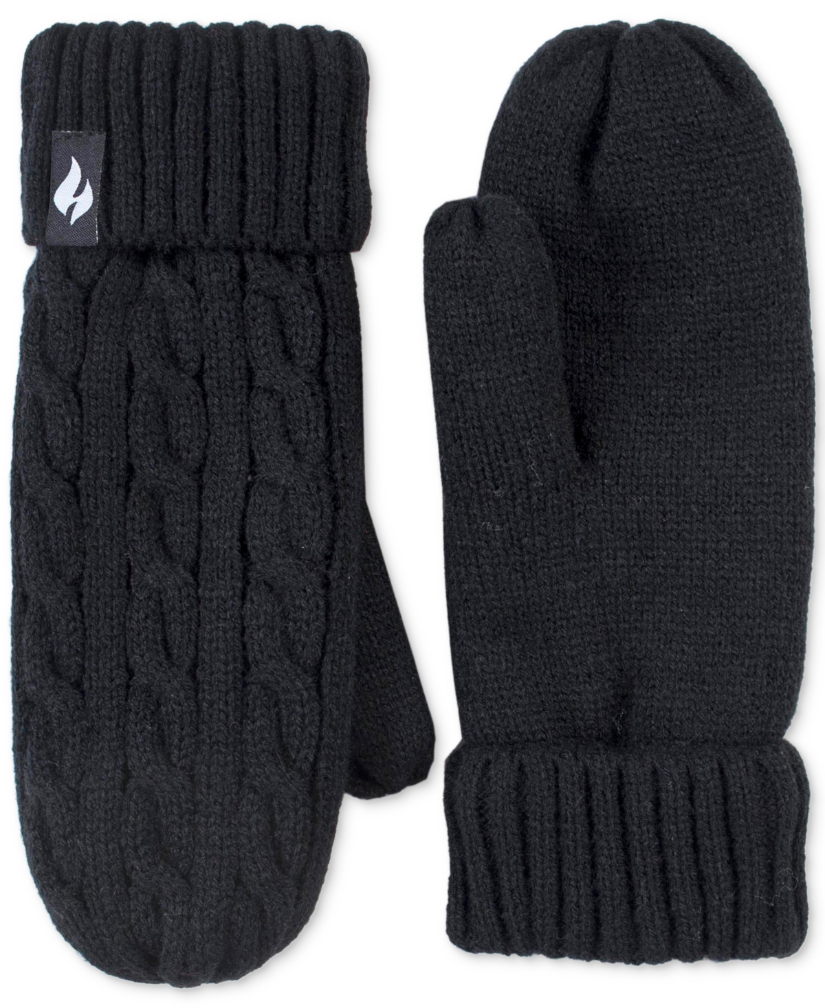 Heat Holders Jackie Cable Knit Mittens In Black