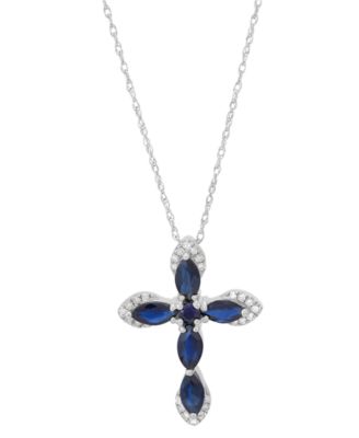 Macy's white gold cross necklace discount