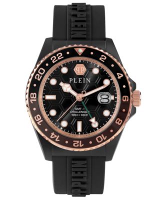Philipp Plein - Men's GMT-I Challenger Black Silicone Strap Watch 44mm