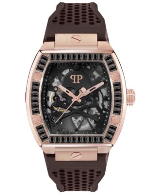 Philipp Plein - Men's Automatic The Keleton Brown Silicone Strap Watch 44mm