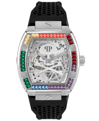 Philipp Plein - Men's Automatic The Keleton Black Silicone Strap Watch 44mm