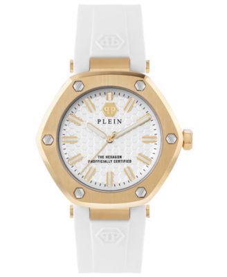 Philipp Plein - Women's The Hexagon White Silicone Strap Watch 38mm