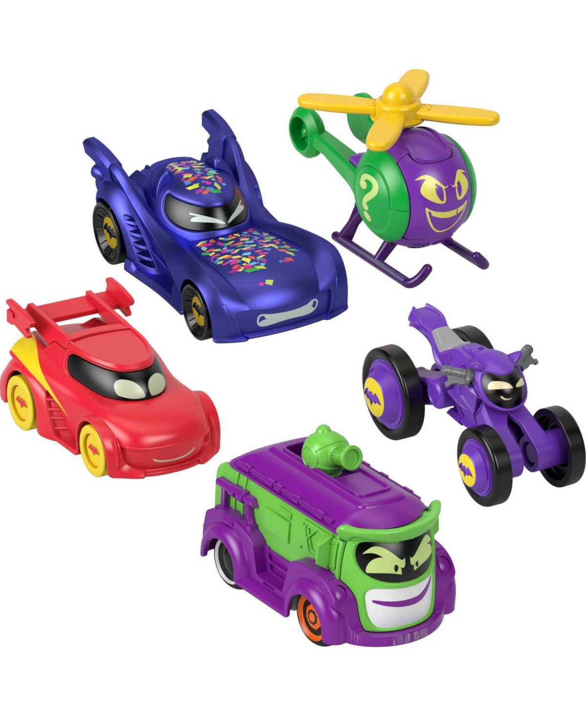 Batwheels Kids' Fisher-price Dc  1:55 Scale Vehicle Multipack Batcast Metal Die Cast Cars, 5 Pieces In Multi-color