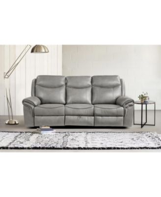 White Label Calico 89" Double Reclining Sofa with Center Drop-Down Cup Holders, Power Outlets, Hidden Drawer and USB Ports