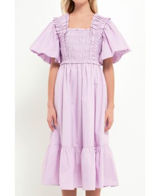English Factory Women's Puff-Sleeved Midi Dress - Macy's