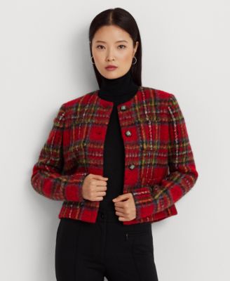 Lauren Ralph Lauren Women s Plaid Mohair Cropped Jacket Macy s