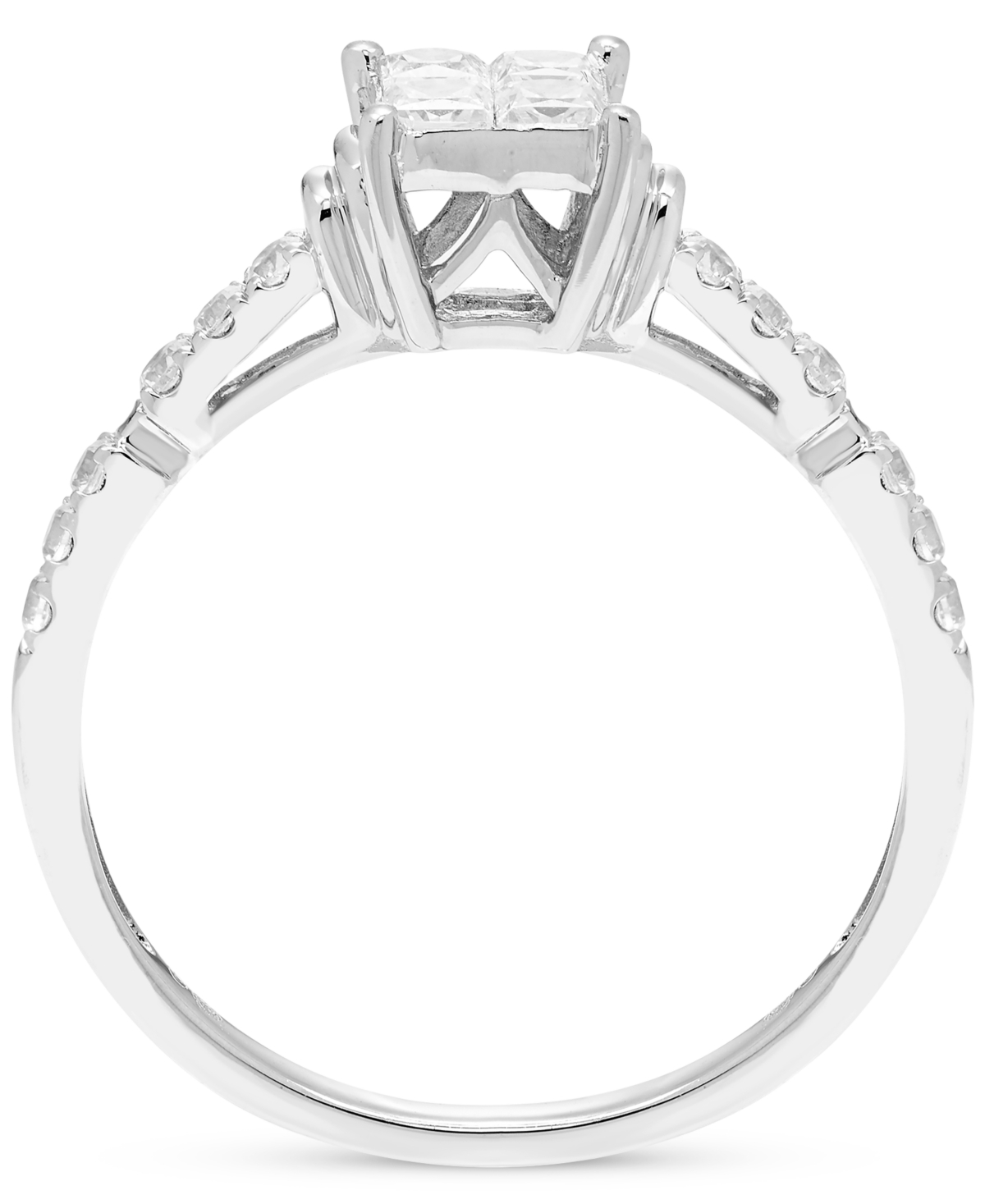 Diamond Princess Quad Cluster Engagement Ring (1/2 ct. t.w.) in 14k- White Gold