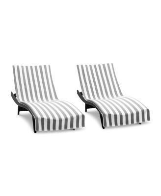 California Cabana Chaise Lounge Covers (2 Pack), Striped Color Options, 30x85 in. with 8" Fitted Pocket for Beach or Pool Chair
