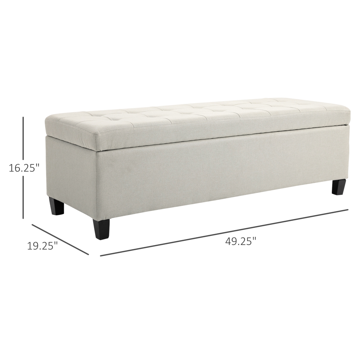 Homcom Fabric Lift Top Shoe Bench Storage Ottoman Tufted Stool Home Furniture