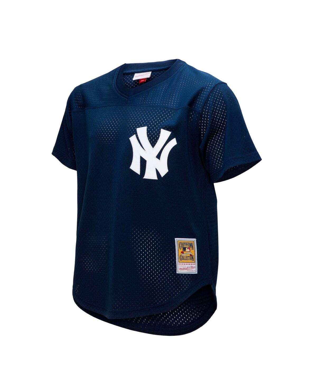 Men's Mitchell & Ness Rickey HendersonNew York Yankees Cooperstown Collection Mesh Batting Practice Button-Up Jersey - Navy