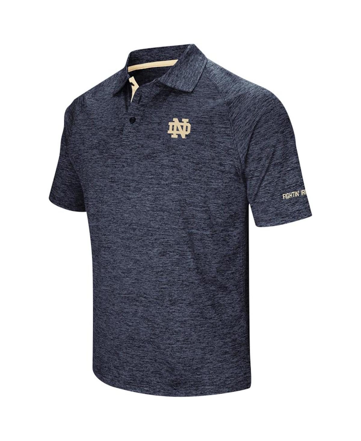 Men's Colosseum Heathered Navy Notre Dame Fighting Irish Down Swing Raglan Polo Shirt