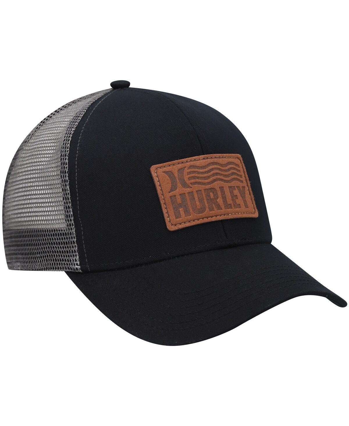 Shop Hurley Men's  Black Waves Trucker Snapback Hat