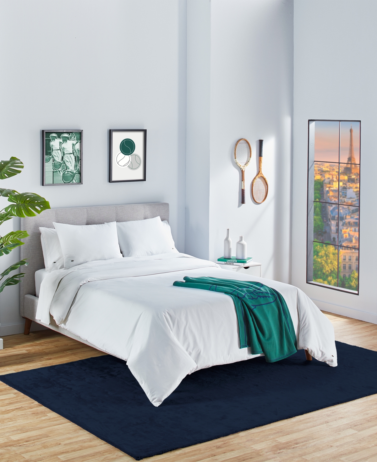 Lacoste Percale 3 Piece Duvet Set, King In White