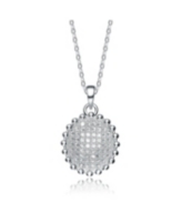 Sterling Silver Cubic Zirconia Oval Shaped Pendant - Silver