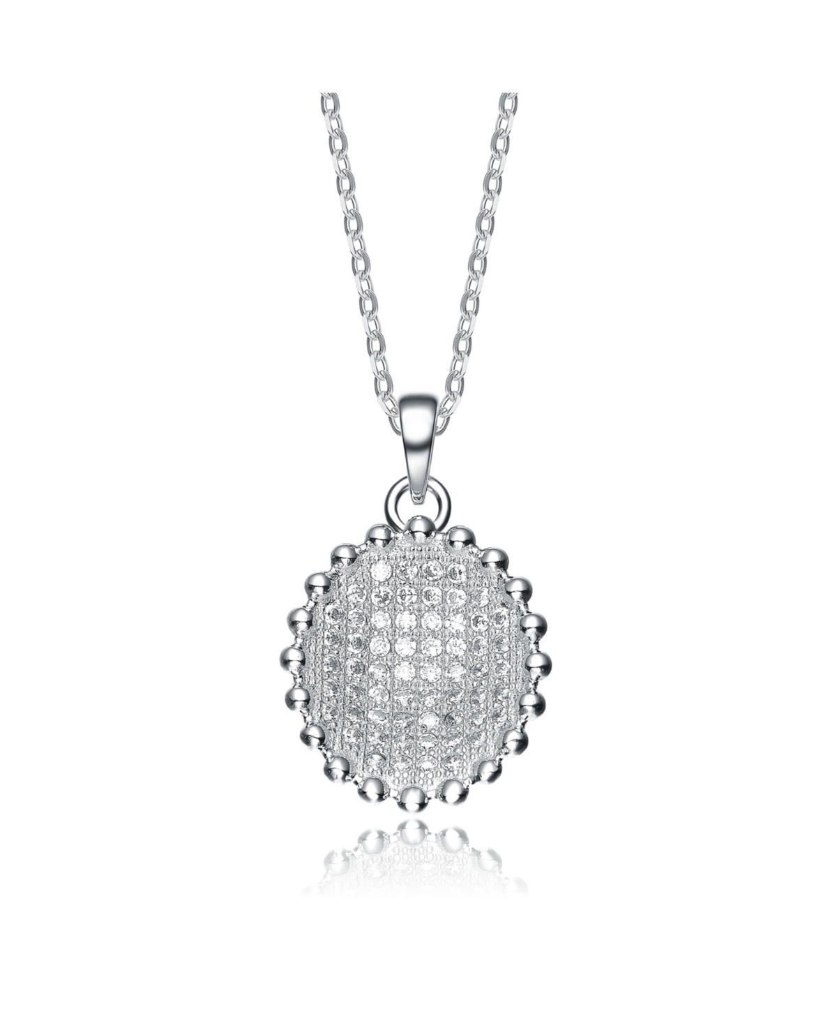 Sterling Silver Cubic Zirconia Oval Shaped Pendant - Silver
