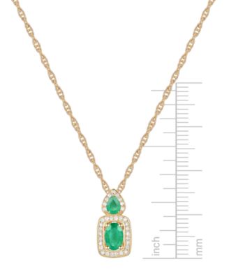 Emerald (1/2 ct. t.w.) & Diamond (1/6 ct. t.w.) Halo 18" Pendant Necklace in 14k Gold