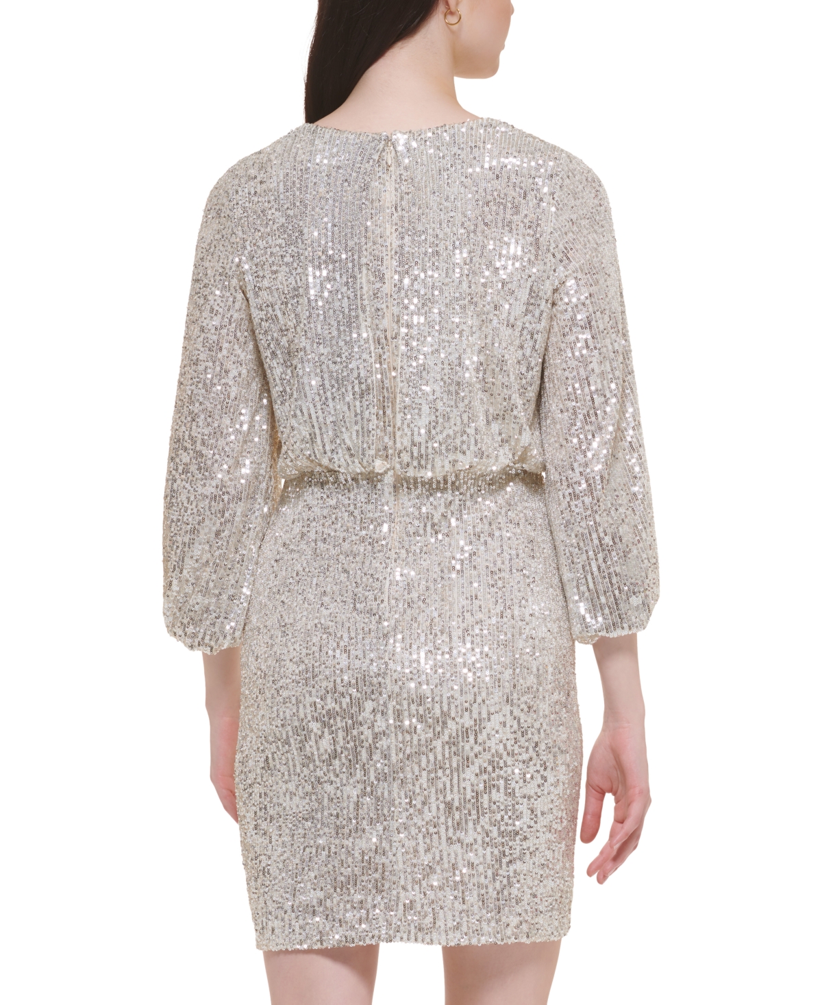 Eliza J Petite Sequined Surplice V-Neck Blouson Dress