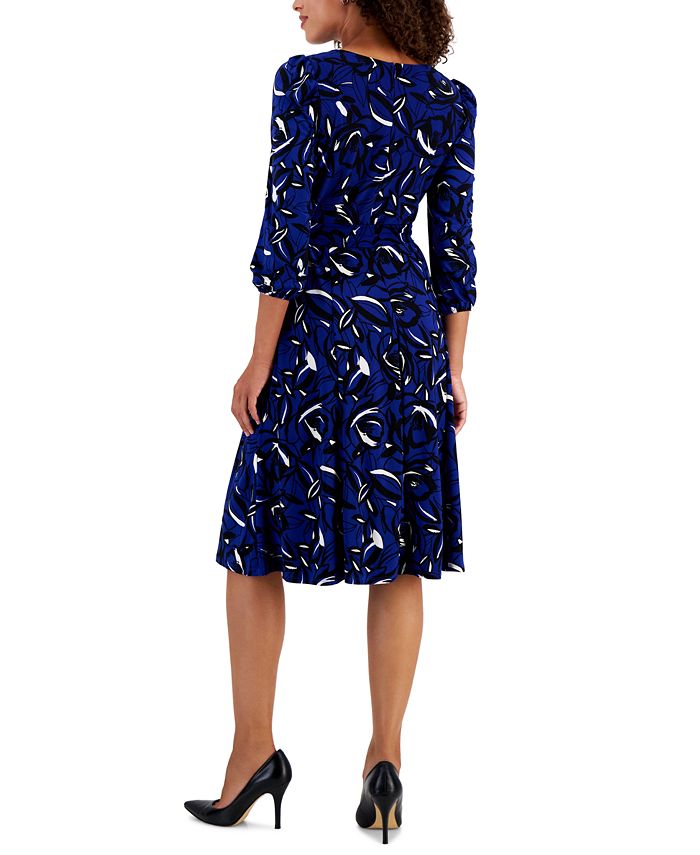 Kasper Women's 3/4-Sleeve Printed Knit Dress - Macy's