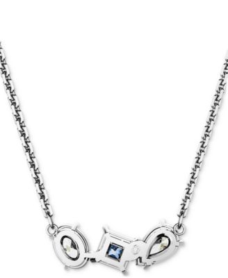 Rhodium-Plated Mixed Crystal Pendant Necklace, 15" + 2-3/4" extender