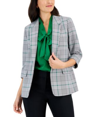 Kasper Women's Plaid Open-Front 3/4-Sleeve Jacket - Macy's