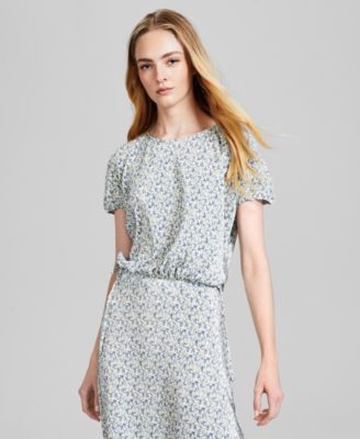 And Now This - Women's Floral Print Plisse Top