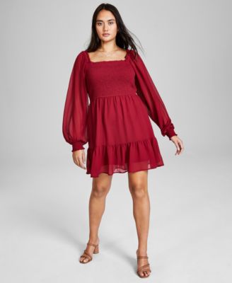 And Now This - Women's Smocked Balloon-Sleeve Mini Dress