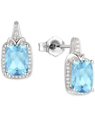 Amethyst (2-1/6 ct. t.w.) & Lab-Grown White Sapphire (1/4 ct. t.w.) Halo Stud Earrings in 14k Gold-Plated Sterling Silver (Also in Additional Gemstones)