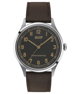 Tissot - Unisex Swiss Automatic Heritage 1938 Brown Leather Strap Watch 39mm
