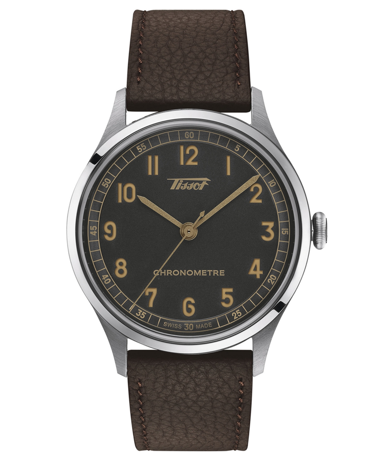 Unisex Swiss Automatic Heritage 1938 Brown Leather Strap Watch 39mm - Brown