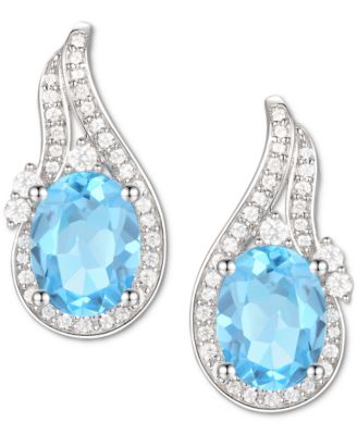 Amethyst (2-1/20 ct. t.w.) & Lab-Grown White Sapphire (3/8 ct. t.w.) Swirl Stud Earrings in 14k Gold-Plated Sterling Silver (Also in Additional Gemstones)