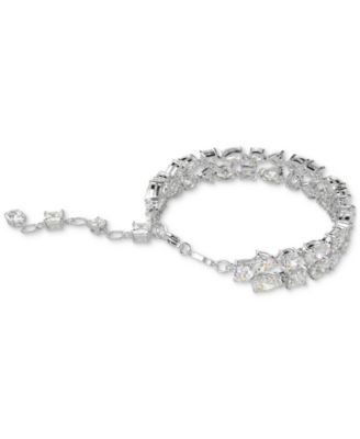 Rhodium-Plated Mixed Crystal Double-Row Flex Bracelet